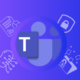 Microsoft Teams Governance: Teams logo surrounded by icons symbolizing security, dashboards, and collaboration tools. It visually represents the concept of Microsoft Teams governance, highlighting key elements like data security and analytics