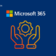 Microsoft 365 logo with hands holding a gear icon, symbolizing cybersecurity and governance resilience