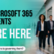 Microsoft 365 AI agents governance concept showing business professionals with automation and AI agents in enterprise environment