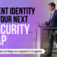 A professional in a modern office environment with the headline: Agent Identity Is Your Next Security Gap — least privilege now applies to AI agents.