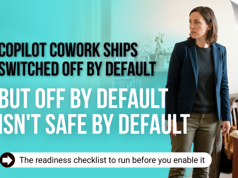 Copilot Cowork Is Live: A Readiness Checklist Before You Enable It IT professional stands amid cluttered office files, symbolizing hidden permissions and data debt before enabling Copilot Cowork