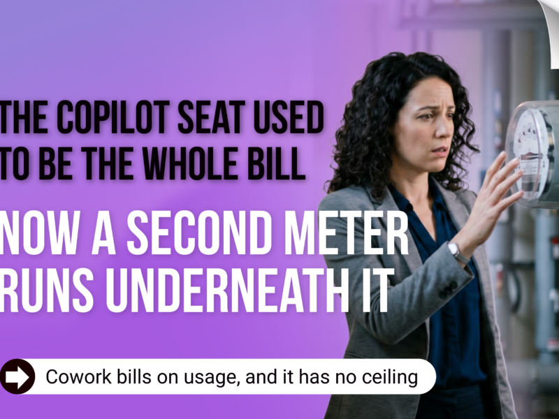 Copilot seat pricing vs Cowork usage billing: the hidden second meter on M365 costs