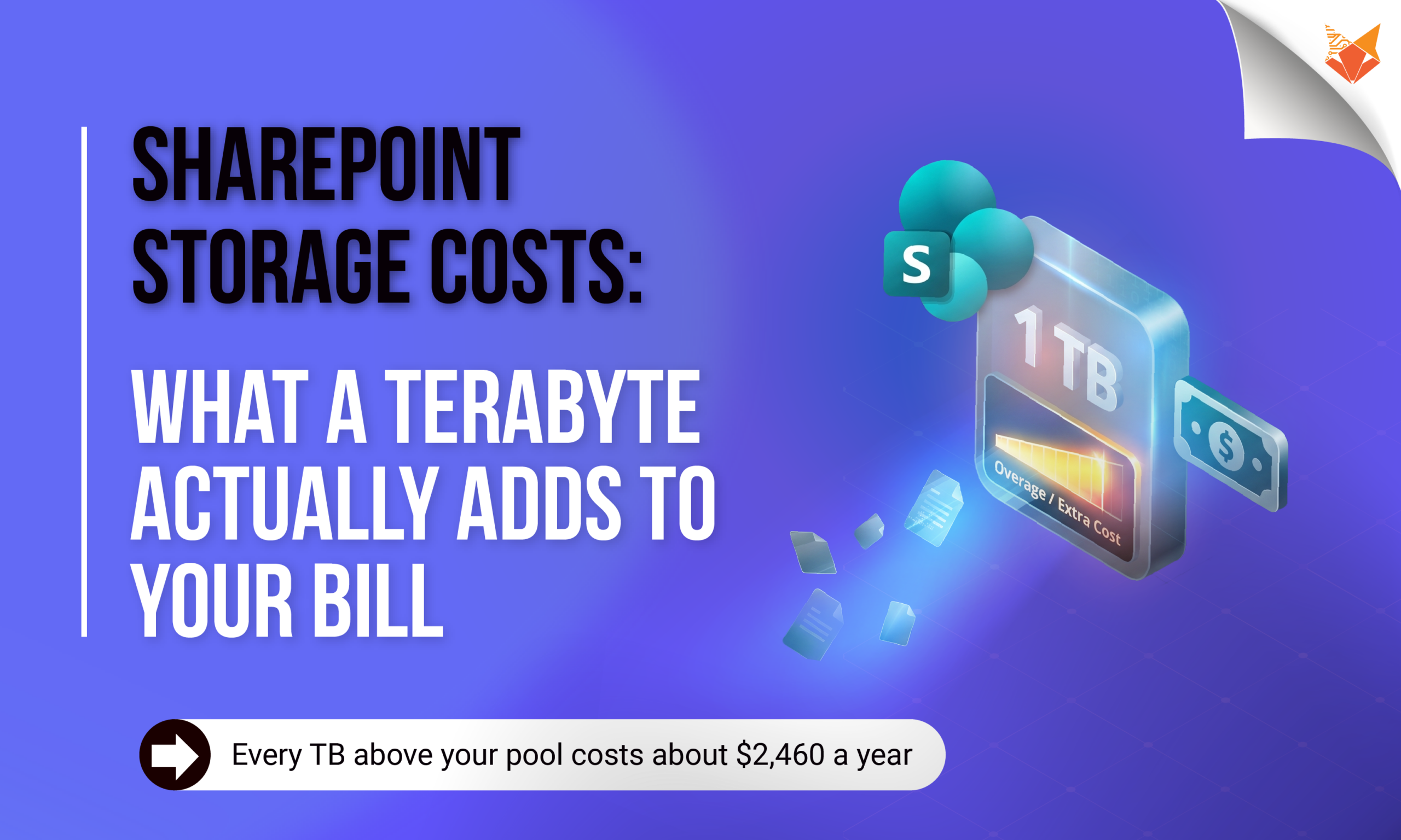 SharePoint Storage Costs: What a Terabyte Actually Adds to Your Bill Infographic breaking down SharePoint storage costs per gigabyte.